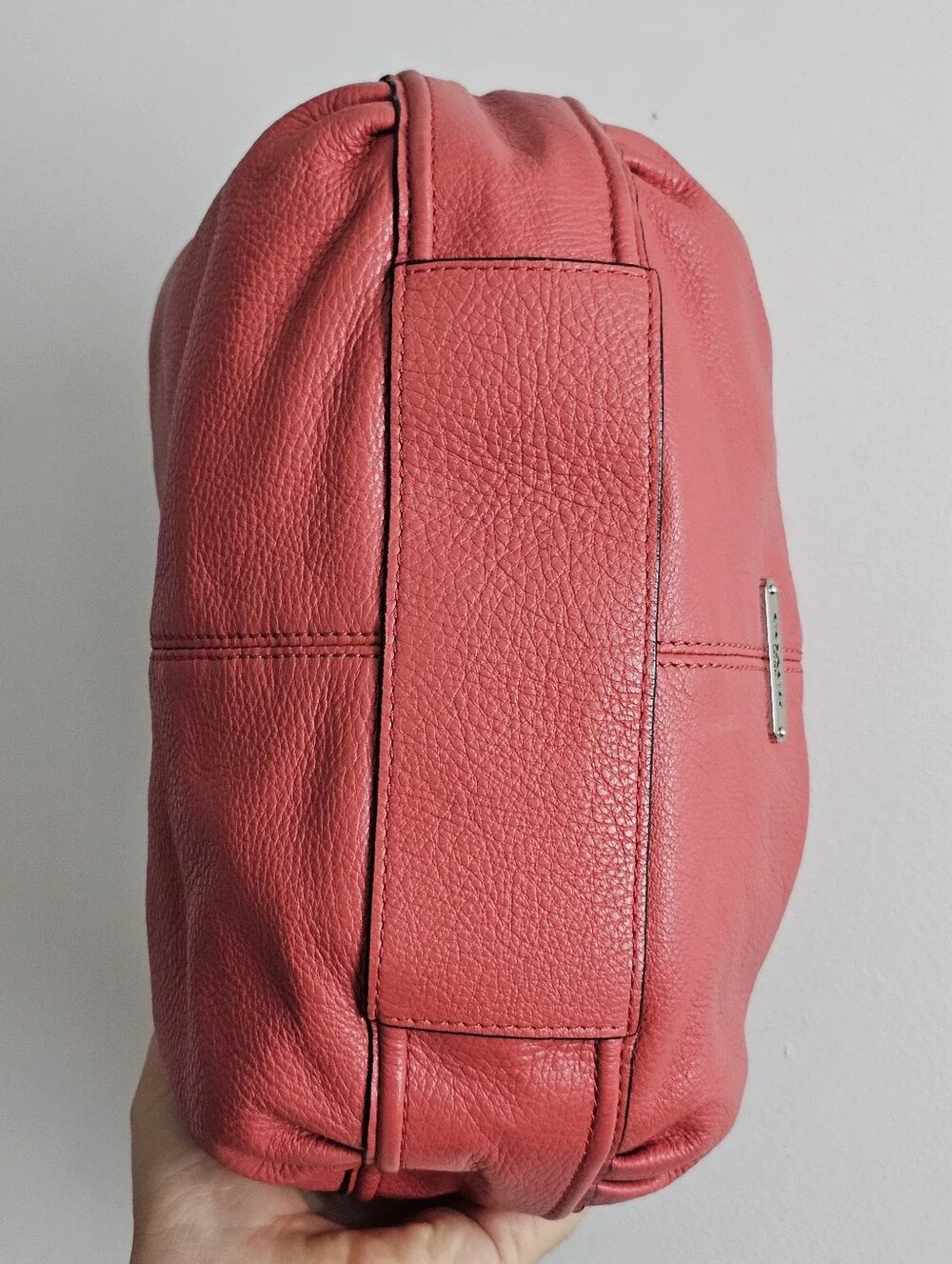 Coach Avery F23960 Coral Pebbled Leather Medium Hobo Shoulder Bag Tassel Hangtag